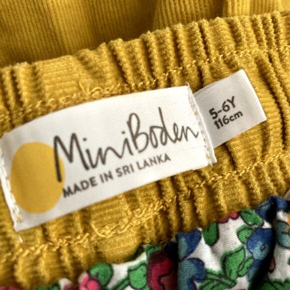 Mini Boden Corduroy Twirl Skirt - Floral Lined - Mustard Yellow - 5-6 - Picture 6 of 7